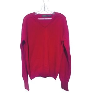 Vintage Byford Red Lambswool V-Neck Sweater Mens Large Preppy Grandpacore